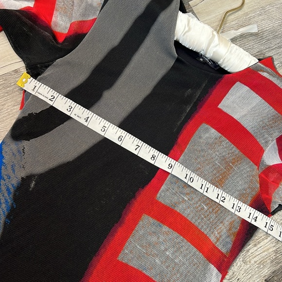 PETIT POIS BY VIVIANA G MESH DRESS multicolor stretch long sleeve midi size S - Picture 14 of 16